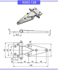 Heavy Weight Industrial Hinge Crafted From Top Shelf 304 Stainless Steel For Bulletproof Operation On Refrigerated Trucks And Warehouse Doors Built Tough To Survive The Daily Grind Of Hard Work, detailed diagram with dimensions.