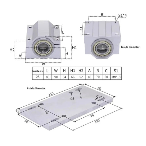 Technical drawing showing dimensions for Beefy 3 Jaw Chuck 100mm And 4 Jaw Chuck 80mm Set For Router And Woodworking Machines, Built To Last.