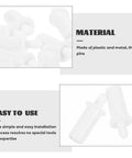 Go To Heavy Duty Blind Repair Pins And Vertical Shutter Clip Kit For Curtain Replacement Hardware, white plastic pins close-up.