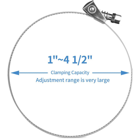 5 Pack Heavy Duty Quick Release Hose Clamps Stainless Steel From One To Four And One Half Inches Adjustable Range Large Worm Gear Clamps