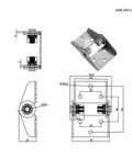 Front view of adjustable damping hinge in stainless steel 304, high-torque 5.0 N·m, 1 pc, model XG11-014-4-50 by Amazon.