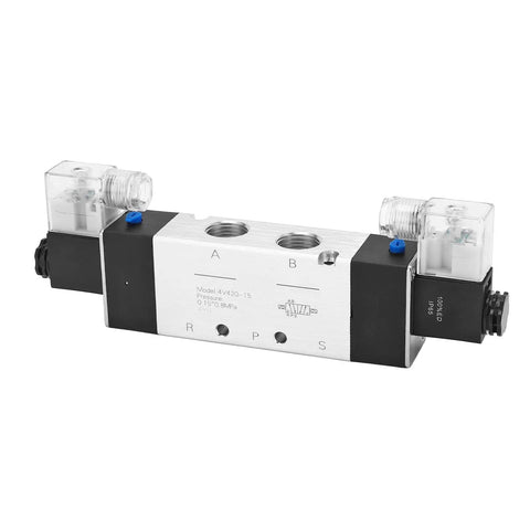 Rock Solid Pneumatic Solenoid Air Valve 3 Position 5 Way DC24V smooth electromagnetic control switch with aluminum body.