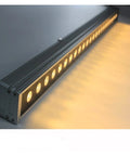 Heavy Duty Dimmable Led Wall Washer Floodlight Featuring Rock Solid Aluminum Build And Scratch Proof Glass For Stunning Indoor Outdoor Lighting And Lowkey Epic Studio Vibes close-up with illuminated lenses.