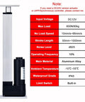 Heavy Duty Electric Linear Actuator 12V 800N 80KG Load Telescopic Push Rod with specifications and aluminum alloy material.