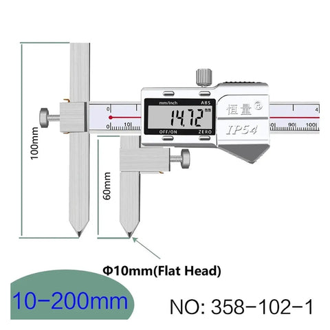 Heavy Duty Digital Caliper Crafted For Round Hole Center Layouts Paired With Quick Cone Finding Tips Geared Toward Shop Repairs Or Backyard Mods Covering 10 To 200 Mm Spans Delivers Dead Nuts Precision Every Shift, showing LCD display and measurement scale.