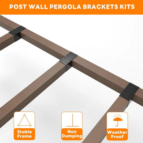 Six Pack Pergola Brackets For 4x4 Posts With Actual 3.5x3.5 Inch Size Rafter Post Connectors Deck Railing Kit Wall Mount For Lumber Gazebo Sunroom Carport Outdoor DIY Build
