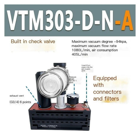 All In One Pro Grade Multi Stage Vacuum Generator With Built In One Way Valve And Filter For Pneumatic Systems, front view