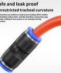 Pneumatic Fittings Quick Connect Push In Hose Adapters Pack 50Pcs Must Have All In One Kit Includes 4mm To 16mm Plastic PY12 Color Assorted Sizes For Air And Water Tube Connectors, black push-in fitting with orange tube