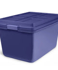 Built Tough 18 Gallon Storage Bins 2 Pack Stackable Heavy Plastic Containers in blue with secure snap lids.
