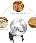 High Speed Electric Grain Mill Grinder Pulverizer For Kitchen Use, Vertical Design, with grains and spices shown