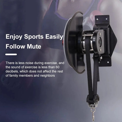Badass Wall Mounted Flywheel Trainer Featuring Adjustable Resistance Belt For Home Gym Strength Training, showcasing a quiet flywheel system.
