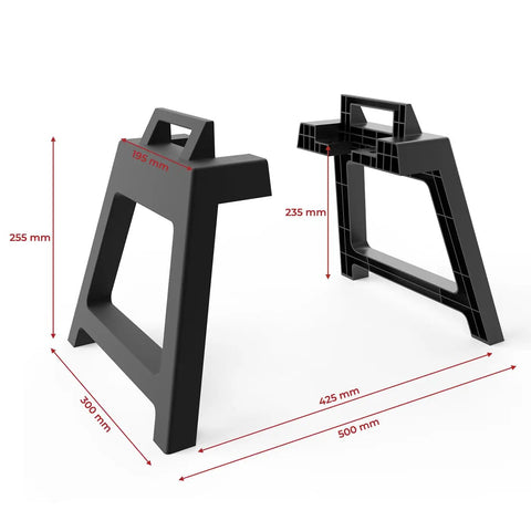 Portable Freestanding Stand With Waterproof Carry Bag For Outdoor Propane Tankless Water Heater AY132 Series Includes Two Stands And All Screws For Easy No Fuss Setup, dimensions labeled