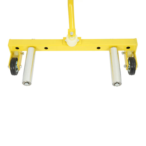Close-up view of the Straight Up Heavy Duty Rolling Tire Dolly Wheel Hauler Cart with adjustable lift and smooth rollers.
