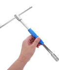 Heavy Duty Blue Hex Ratchet Socket Set With Adjustable Handle Badass Steel Construction Grease Monkey Certified in hand