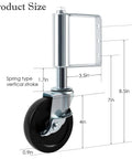 Diagram of Two Pack Spring Loaded Gate Caster Wheels With Universal Mount Plate Heavy Duty Rubber Gate Caster showing dimensions.