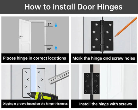 How to install Top Shelf Black Three Point Five Inch Stainless Steel Door Hinges Built Tough with step-by-step instructions