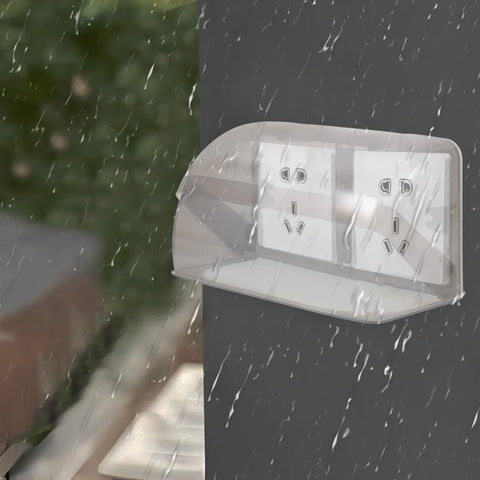 Tough As Nails Outdoor Waterproof 2 Gang Outlet Cover protects sockets from rain with its secure rubber design on a wall.