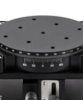 Close-up view of the Workhorse 4 Axis Manual Linear Positioning Stage 90mm x 90mm with circular scale for precision equipment positioning.