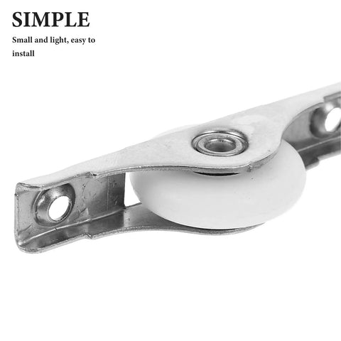 Heavy Duty Nylon Sliding Door Rollers Featuring Solid Double Bearing Wheels 25MM close-up view of nylon wheel and metal bracket