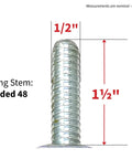 Four Inch Soft Rubber Swivel Stem Caster With Half Inch Stem Diameter And Two Hundred Pound Load Capacity Ideal For Furniture Carts And Equipment Black Finish Delivers Smooth Quiet Mobility On Hard Surfaces, image showing 1/2" x 1-1/2" threaded stem measurement.