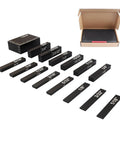Real Deal Woodworking Inch Setup Blocks For Table Saw Router Adjustment With Battle Ready Aluminum Height Gauges in sleek black.