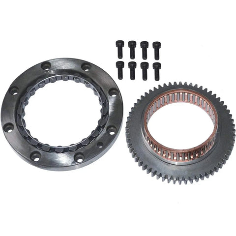 Sick Replacement Starter Clutch Kit For Yamaha V Star XVS 1100 Models 1999-2009 featuring copper roller bearing, gasket, and bolts.