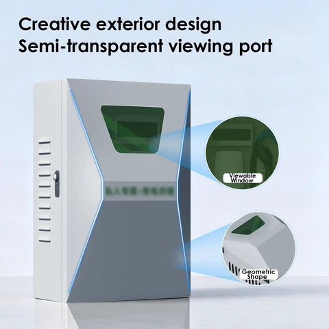 Heavy Duty Outdoor EV Charger Box Weatherproof Wall Mount Cover For Electric Vehicles with semi-transparent viewing port
