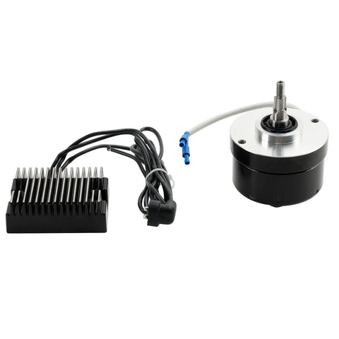 Reliable Heavy Duty Alternator Regulator Direct Swap Kit For Vintage Harley Sportster XL 1965 Through 1983 And FL 1941 Through 1969 contains alternator and regulator.