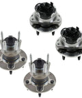 Straight Shooter 4 Piece Wheel Hub And Bearing Assembly Kit with ABS showing front and rear hubs for Chevy Malibu.
