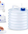 Grab-and-Go Foldable Water Container With Spigot For Camping And Travel, showing collapsed and extended positions