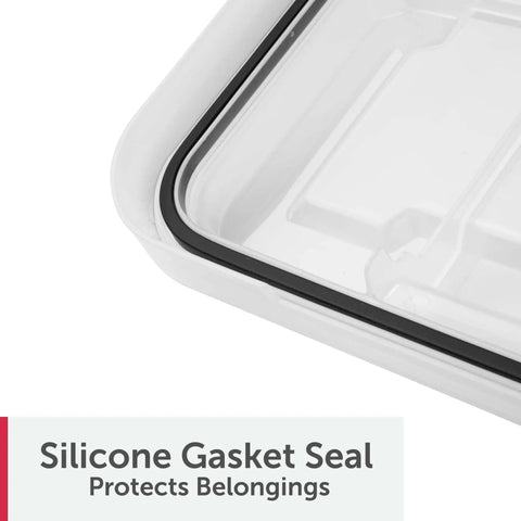 Close-up of the silicone gasket seal on the Rugged 5 Gallon Waterproof Storage Bin With Tight Gasket Seal And Heavy Duty Latches.