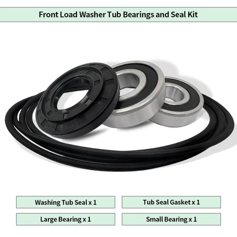 Front Load Washer Tub Bearings And Seal Kit Replacement For Lg Kenmore Models 4036Er2004A featuring large and small bearings with seals.