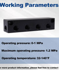 Shop Tough 6 Port Air Compressor Manifold Block With Quarter Inch Npt Fittings For Multiple Pneumatic Tool Lines Plug And Play Splitter garage essential showing working parameters.