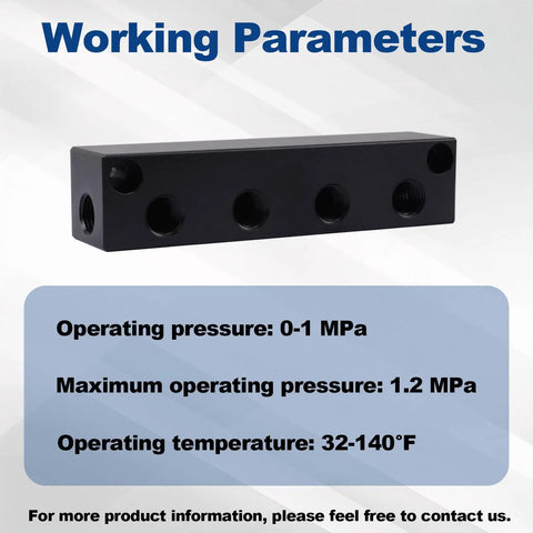 Shop Tough 6 Port Air Compressor Manifold Block With Quarter Inch Npt Fittings For Multiple Pneumatic Tool Lines Plug And Play Splitter garage essential showing working parameters.