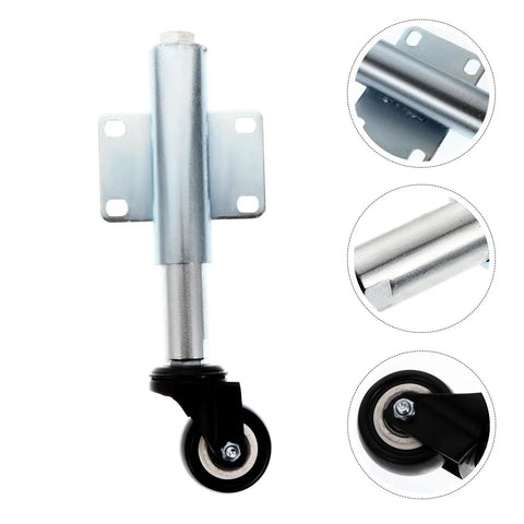 Built Tough Two Inch PU Spring Loaded Gate Caster Wheel With Adjustable Iron Bracket, heavy-duty assembly for sliding doors.