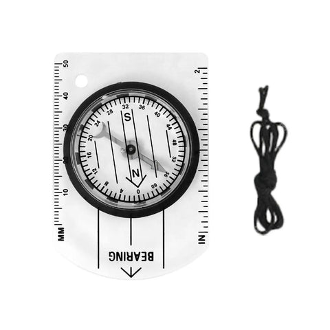 Map Reading Compass With Ruler For Backpacking And Camping, Lightweight Acrylic Navigation Tool, survival gear, includes black cord