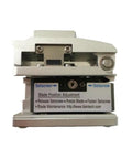 Front view of Fiber Cleaver Pro Grade Optical Fiber Cutter with blade position adjustment instructions.