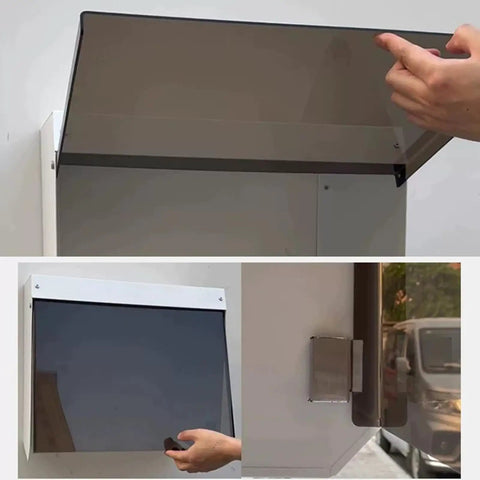 Tough As Nails Weatherproof EV Charger Cover And Steel Outdoor Protective Shell with clear hinged lid and open base.