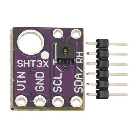 Temperature And Humidity Sensor Module With I2C Breakout For Arduino, SHT31-D Sensor, 3V To 5V Power, circuit board and pins