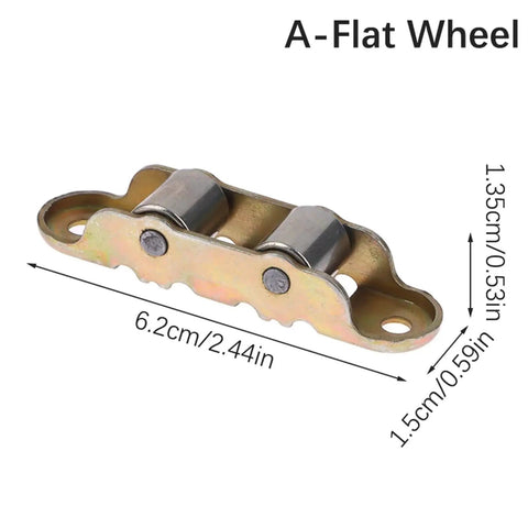 Top Shelf 80 Type Stainless Steel Double Wheel Sliding Door Pulley Built Tough For Heavy Duty Flat Or Groove Track Fix With Super Smooth Gliding Action And Window Hardware Replacement, flat wheel design, 6.2cm size.