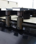 Close-up of Pro Grade Semi Auto PCB Cutting Machine for lead wires, showing steel frame and cutting mechanism.