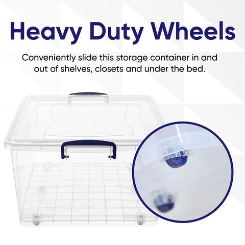Sixty Quart Clear Stackable Storage Bins With Tight Lids Hella Huge Plastic Totes For Kitchen Pantry Organization Bpa Free Food Safe Container Pack Of Four with heavy duty wheels