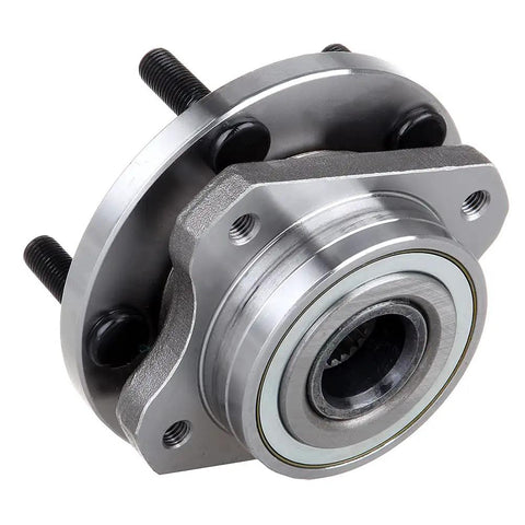 Built Tough Front Wheel Bearing And Hub Assembly Pack For Chrysler And Dodge Vehicles With Five Lug Bolts, showcasing metal assembly.