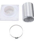 Super Cool 4 Inch Dryer Vent Connector Kit With Quick Lock Coupling And 8 Foot Flexible Foam Hose Plus Rotating Wall Plate Flange For Easy Laundry Room Or Bathroom Exhaust Setup And Lint Cleaning Maintenance, wall plate, hose, clamp