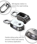 2 Pcs 304 Stainless Steel M20 Silver Single Pulley Block For Wire Rope Hanging And Towing Wheel 20mm Wheel Diameter