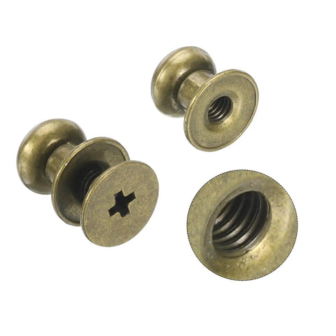Slick 50 Pack Mini Round Knobs In Sweet Black Zinc Alloy, Hella Sturdy 7mm Drawer Pulls And Cabinet Hardware For Dressers, Closets, And Jewelry Boxes Offering A Rad Makeover Deal - bronze miniature knobs with cross shape.