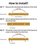 How to install cabinet handles with steps: measuring distance, drilling holes, threading screws for durable white crystal knobs.