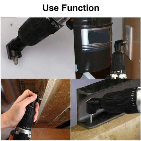 105 Degree Angle Socket Adapter 3 Piece Black Extension Kit used with drill in narrow spaces and corners