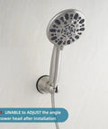 Vacuum Suction Shower Head Holder With Adjustable Height And No Drill Install on wall with handheld shower wand attached