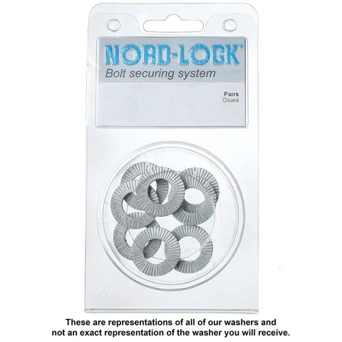 Rock Solid Zinc Flake Coated Wedge Lock Washers 20 Count Preloaded Double Split Locking Washers M8 in packaging